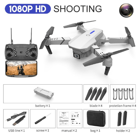 Drone com Câmera ultra HD, de Grande Angular, E88Pro, 4K, 1080P, FPV, Wi-Fi, Altura Hold Gift Toy, Helicóptero Profissional, 2022 - Tudo Pra Você Shop