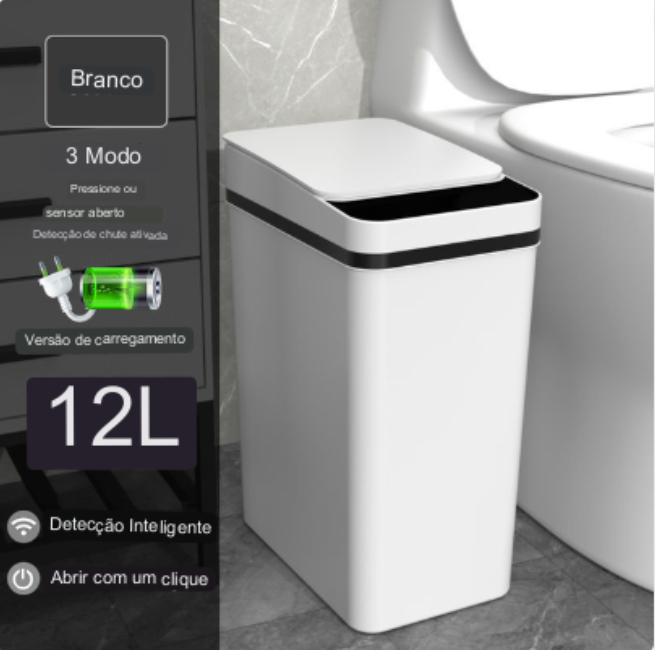 Lixeira Inteligente com Sensor Automático, Lixo para Banheiro, Cozinha, Cubo de Lixo, Sala de Estar, Reciclagem, Home Acessórios - Tudo Pra Você Shop
